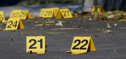 Crime Scene Markers Next To Shell Casings